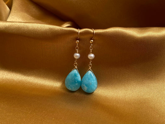 Smithsonite freshwater pearl earrings
