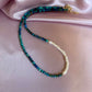 Chrysocolla Necklace with Freshwater Pearls in gold