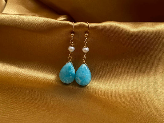 Smithsonite freshwater pearl earrings
