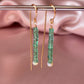 Zambian emerald threader earrings with Ethiopian opal