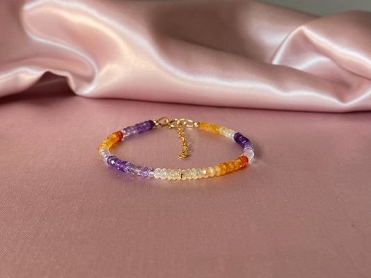 Mexican fire opal Bracelet with shaded amethyst-frontal