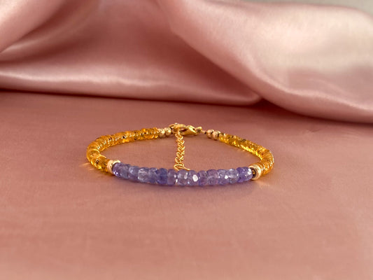 Periwinkle tanzanite bracelet with mandarin garnet