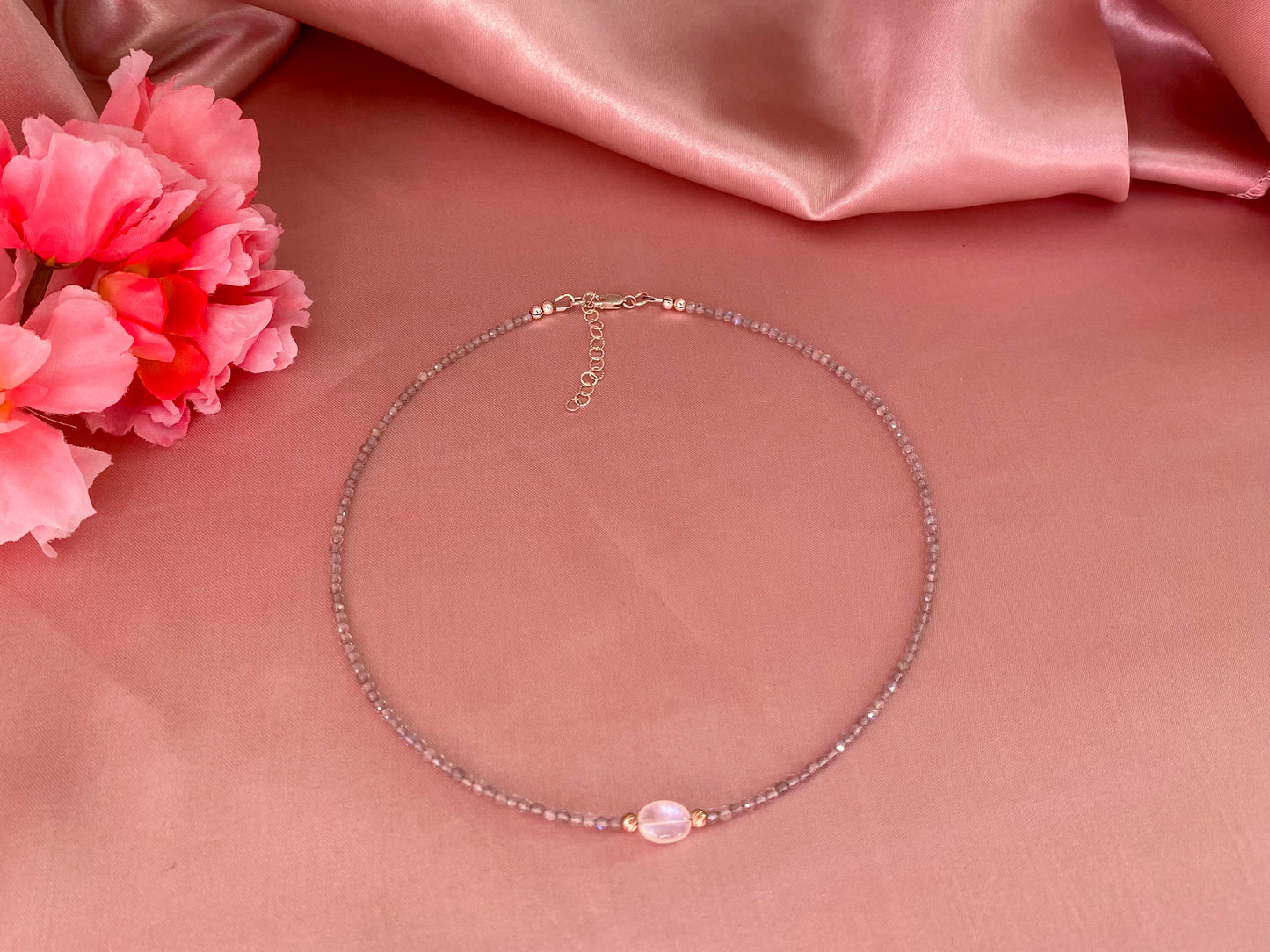 Inner Wisdom Necklace - Labradorite and Moonstone Choker Necklace