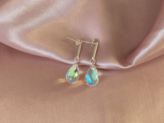 Rainbow quartz sterling silver earrings