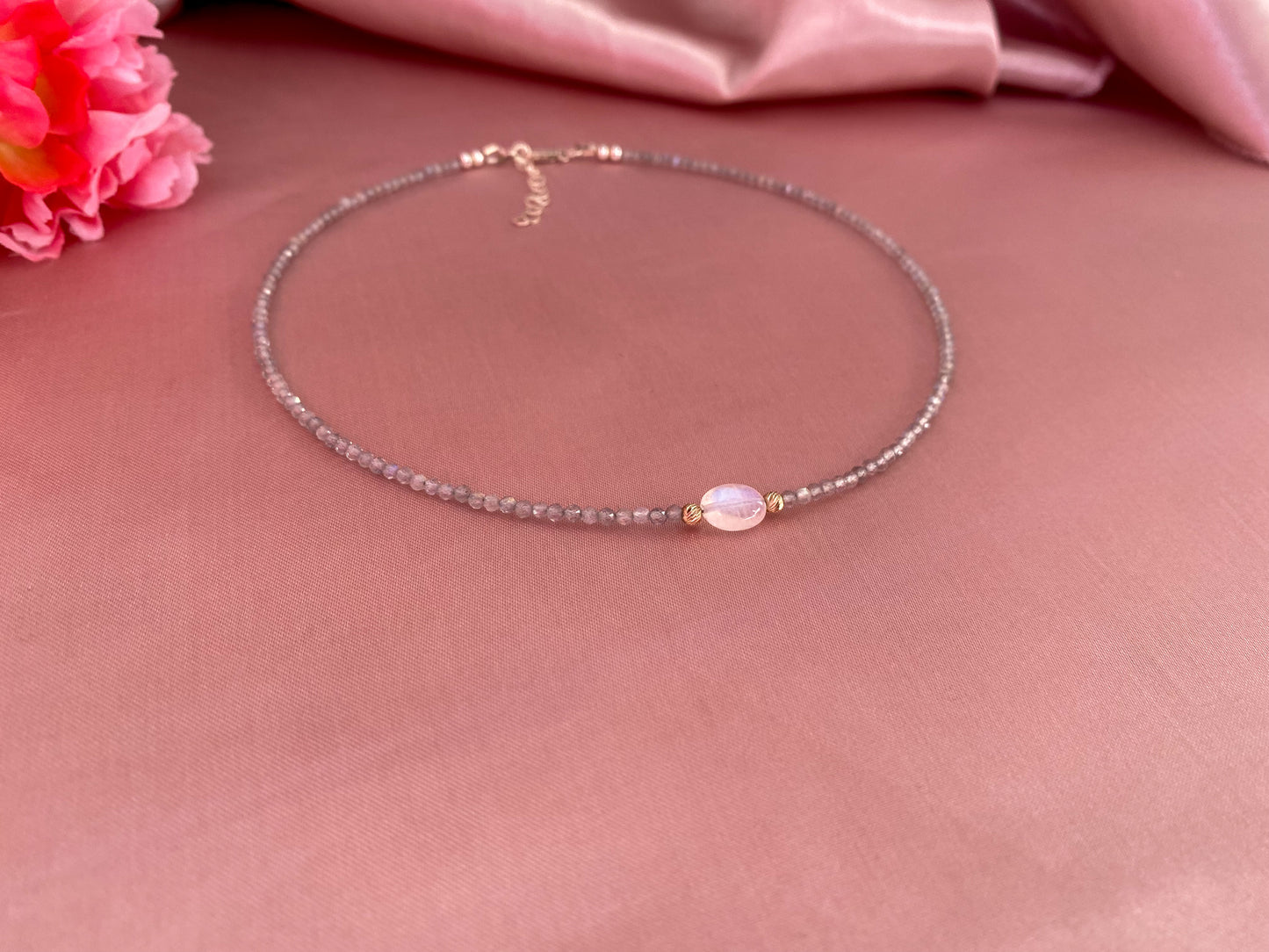 Inner Wisdom Necklace - Labradorite and Moonstone Choker Necklace