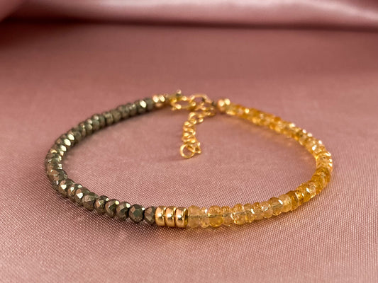 Natural Pyrite and Citrine Gold Bracelet
