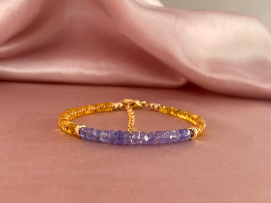 Periwinkle tanzanite bracelet with mandarin garnet