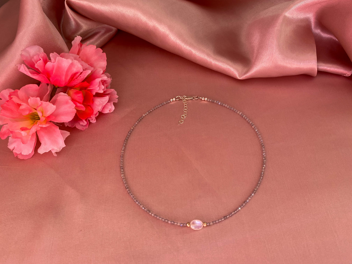 Inner Wisdom Necklace - Labradorite and Moonstone Choker Necklace