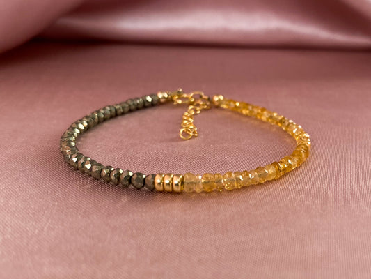 Natural Pyrite and Citrine Gold Bracelet